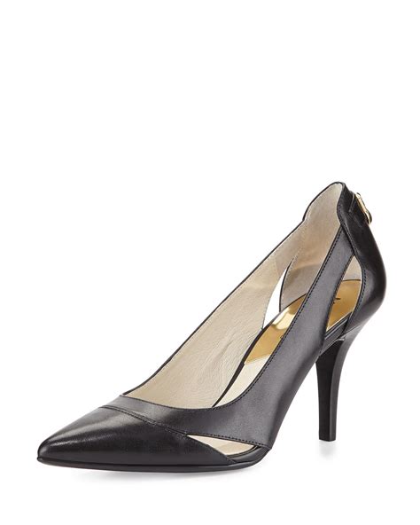 Michael Michael Kors Hamilton Mid Leather Cutout Pump, Dark 